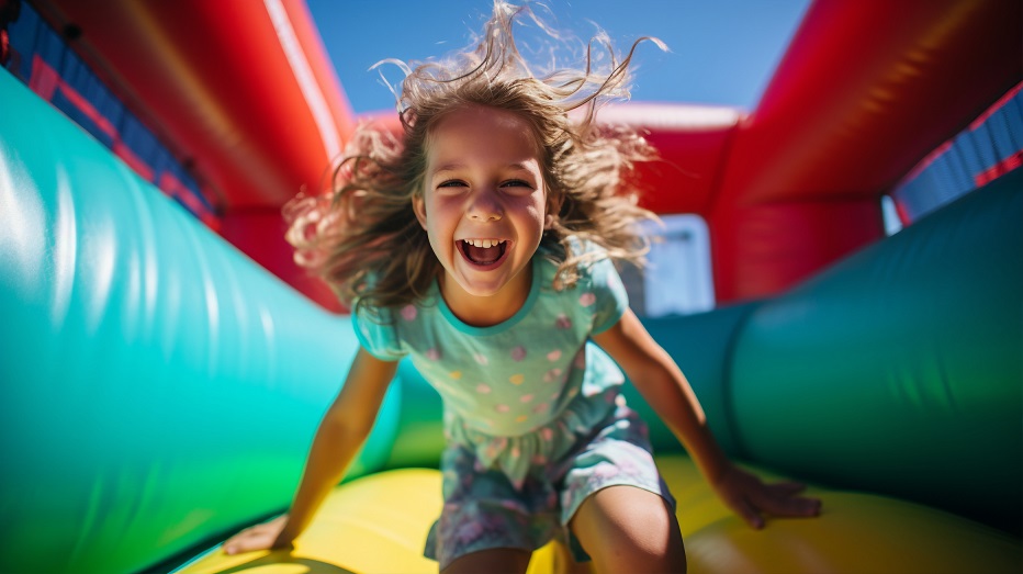 Enfants s'amusant sur les structures gonflables